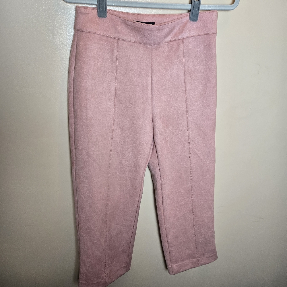 Ann Taylor Petite Blush Pink Faux Suede Size 2P NEW Cropped Straight Leg Pants - Picture 10 of 12